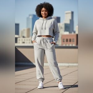 BETTER TOGETHER Cream Women's Jogger Pants And Hoodie